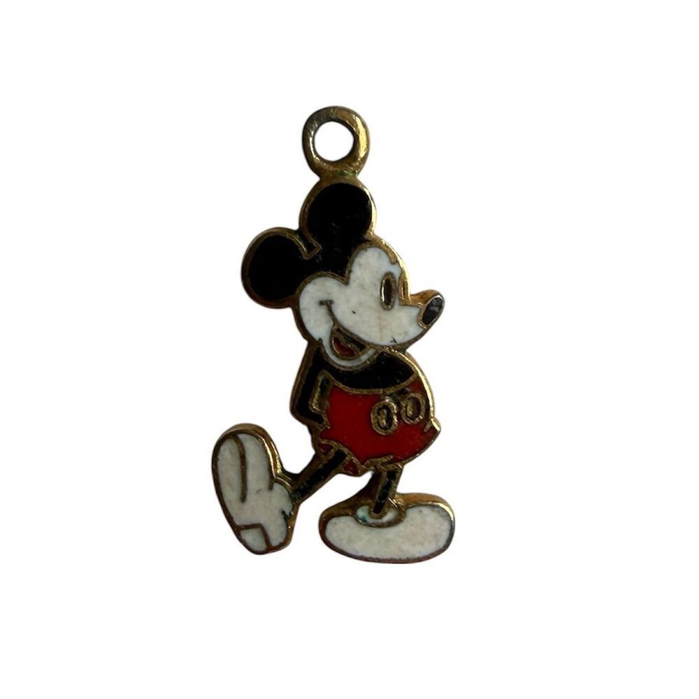 Vintage Disney Enamel Mickey Charm Pendant Walt Disney Productions